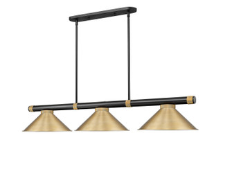 Vanguard Three Light Billiard in Matte Black + Rubbed Brass (224|3050-3MB-RB-HBR15)