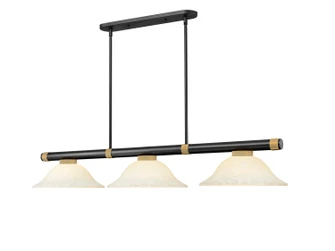 Vanguard Three Light Billiard in Matte Black + Rubbed Brass (224|3050-3MB-RB-GM16)