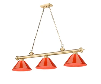 Cordon Three Light Billiard in Heritage Brass (224|2306-3HBR-PRD)