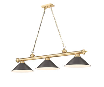 Cordon Three Light Billiard in Heritage Brass (224|2306-3HBR-BRZ15)