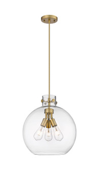 Downtown Urban Three Light Pendant in Brushed Brass (405|410-3PL-BB-G410-14CL)