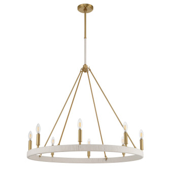 Wellfleet Eight Light Chandelier in Brass, Cream (577|208328A)