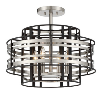 Presten Four Light Semi Flush Mount in Brushed Nickle With Sand Coal (29|N7983-420)