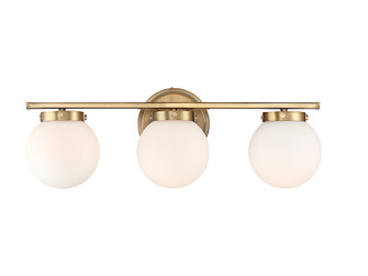 Mbath Three Light Bathroom Vanity Light in Natural Brass (446|M80023NB)