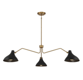 Three Light Pendant in Matte Black w/Natural Brass (446|M7019MBKNB)