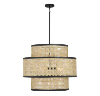 Three Light Pendant in Natural Cane with Matte Black (446|M7016MBK)