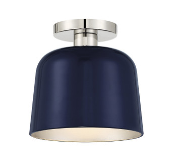 One Light Flush Mount in Navy Blue with Polished Nickel (446|M60067NBLPN)
