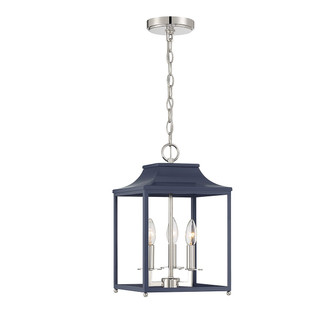 Three Light Pendant in Navy Blue w/Polished Nickel (446|M30013NBLPN)