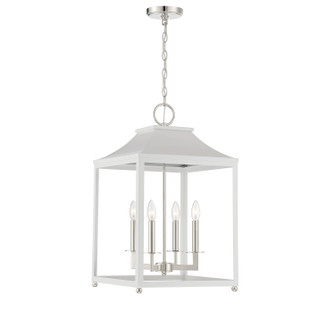 Four Light Pendant in White with Polished Nickel (446|M30009WHPN)