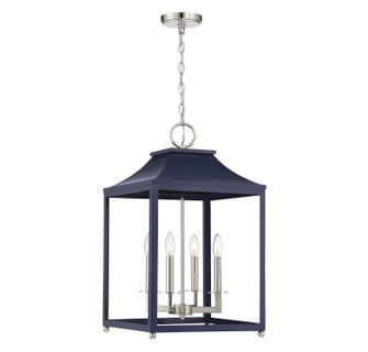 Four Light Pendant in Navy Blue with Polished Nickel (446|M30009NBLPN)