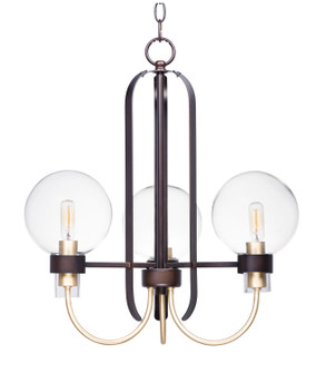 Bauhaus Three Light Chandelier in Bronze / Satin Brass (16|30515CLBZSBR)