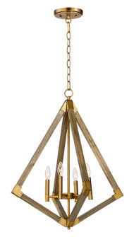 Vector Four Light Pendant in Weathered Oak / Antique Brass (16|12254WOAB)