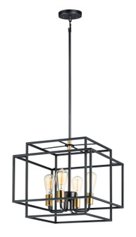 Liner Four Light Pendant in Black / Satin Brass (16|10247BKSBR)