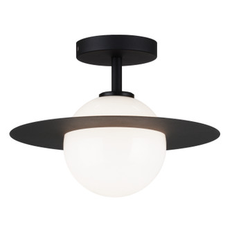 Saturn One Light Flush Mount in Black + Opal Glass (423|X60401BKOP)
