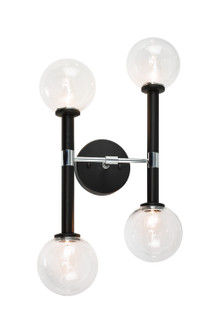 Stellar Four Light Wall Sconce in Black (423|W75304BKCL)