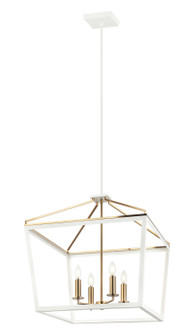 Mavonshire Four Light Chandelier in White + Aged Gold Brass (423|C67014WHAG)