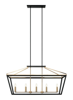 Mavonshire Five Light Chandelier in Black + Aged Gold Brass (423|C67005BKAG)