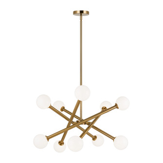 Matchstix Ten Light Chandelier in Aged Gold Brass (423|C64610AGOP)