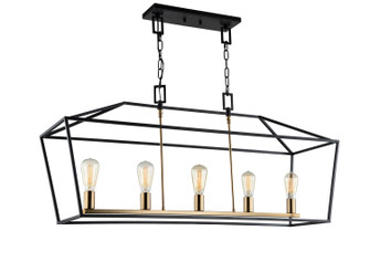 Scatola Five Light Chandelier in Rusty Black & Aged Gold Brass accents (423|C61715RB)