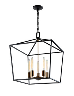 Scatola Five Light Chandelier in Rusty Black & Aged Gold Brass accents (423|C61705RB)