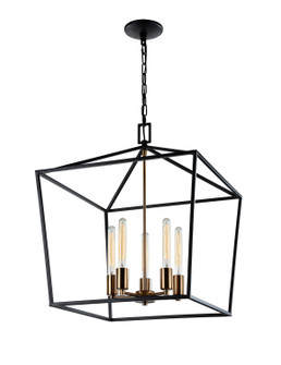 Scatola Five Light Chandelier in Rusty Black & Aged Gold Brass Accents (423|C61705RB)