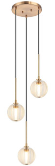 JEMYCA Three Light Pendant in Aged Gold Brass (423|C61603AGCL)