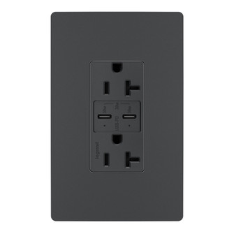 radiant 20A Tamper Resistant Ultra Fast PLUS Power Delivery USB Type C/C Outlet in Graphite (246|TR20USBPDG)