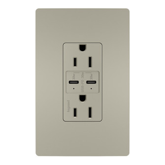 radiant 15A Tamper Resistant Ultra Fast PLUS Power Delivery USB Type C/C Outlet in Nickel (246|R26USBPDNICC6)