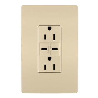 radiant 15A Tamper-Resistant Ultra-Fast USB Type C/C Outlet in Ivory (246|R26USBCC6I)