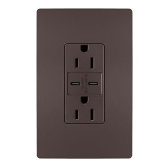 radiant 15A Tamper-Resistant Ultra-Fast USB Type C/C Outlet in Dark Bronze (246|R26USBCC6DBCCV4)
