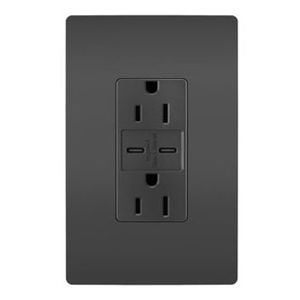 radiant 15A Tamper-Resistant Ultra-Fast USB Type C/C Outlet in Black (246|R26USBCC6BK)
