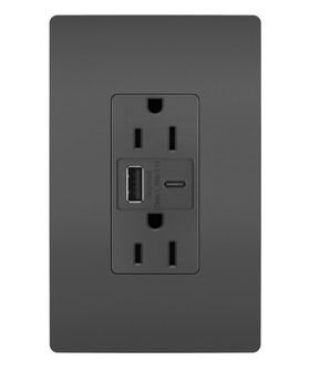 radiant 15A Tamper-Resistant USB Type A/C Outlet in Black (246|R26USBACBK)