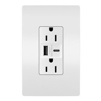 radiant 15A Tamper-Resistant Ultra-Fast USB Type A/C Outlet in White (246|R26USBAC6W)
