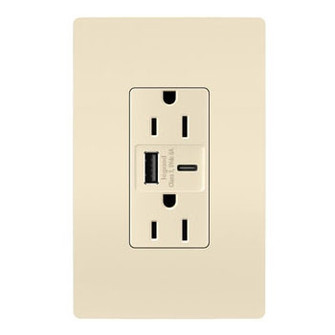 radiant 15A Tamper-Resistant Ultra-Fast USB Type A/C Outlet in Light Almond (246|R26USBAC6LA)