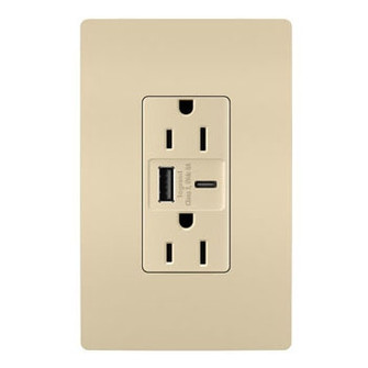 radiant 15A Tamper-Resistant Ultra-Fast USB Type A/C Outlet in Ivory (246|R26USBAC6I)