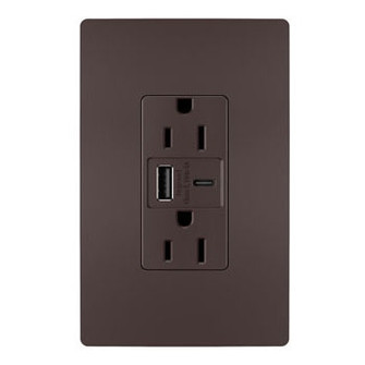 radiant 15A Tamper-Resistant Ultra-Fast USB Type A/C Outlet in Dark Bronze (246|R26USBAC6DBCCV4)
