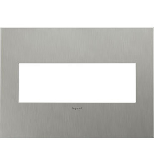 adorne Three-Gang Screwless Wall Plate in Brushed Stainless Steel (246|AWC3GBS4)