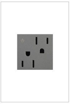adorne 15A Tamper-Resistant Dual-Controlled Outlet in Magnesium (246|ARCD152M10)