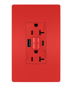 radiant Tamper-Resistant 20A Duplex Self-Test GFCI Receptacles with SafeLock Protection, Type A/C Outlet in Red (246|2097TRUSBACRED)