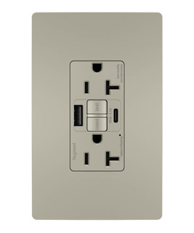 radiant Tamper-Resistant 20A Duplex Self-Test GFCI Receptacles with SafeLock Protection, Type A/C Outlet in Nickel (246|2097TRUSBACNIC4)