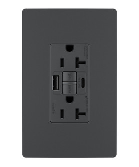 radiant Tamper-Resistant 20A Duplex Self-Test GFCI Receptacles with SafeLock Protection, Type A/C Outlet in Graphite (246|2097TRUSBACGC4)
