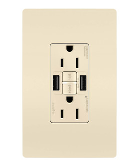 radiant Tamper-Resistant 15A Duplex Self-Test GFCI Receptacles with SafeLock Protection, USB Type A/A in Light Almond (246|1597TRUSBAALA)