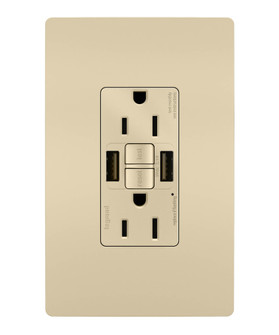 radiant Tamper-Resistant 15A Duplex Self-Test GFCI Receptacles with SafeLock Protection, USB Type A/A in Ivory (246|1597TRUSBAAI)