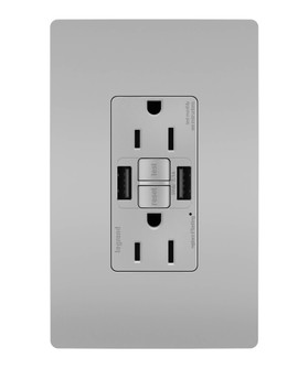 radiant Tamper-Resistant 15A Duplex Self-Test GFCI Receptacles with SafeLock Protection, USB Type A/A in Gray (246|1597TRUSBAAGRY)