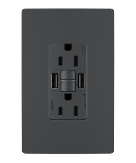 radiant Tamper-Resistant 15A Duplex Self-Test GFCI Receptacles with SafeLock Protection, USB Type A/A C4 in Graphite (246|1597TRUSBAAGC4)