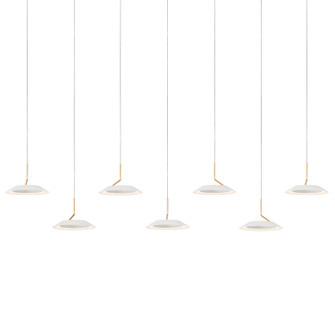 Royyo LED Pendant in Matte white with gold (240|RYP-L7-SW-MWG)