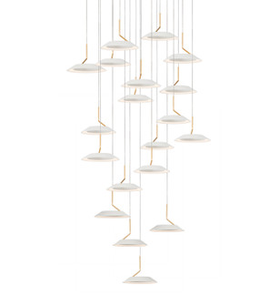 Royyo LED Pendant in Matte White With Gold (240|RYP-C19-SW-MWG)