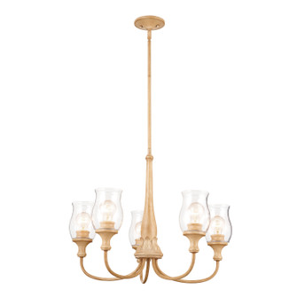 Melis Five Light Chandelier in Warm Maple Wood (12|52468WMP)