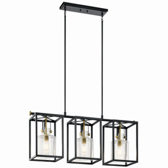 Kitner Three Light Linear Chandelier in Natural Brass (12|52033NBR)