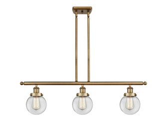 Ballston Urban Three Light Island Pendant in Brushed Brass (405|916-3I-BB-G202-6)